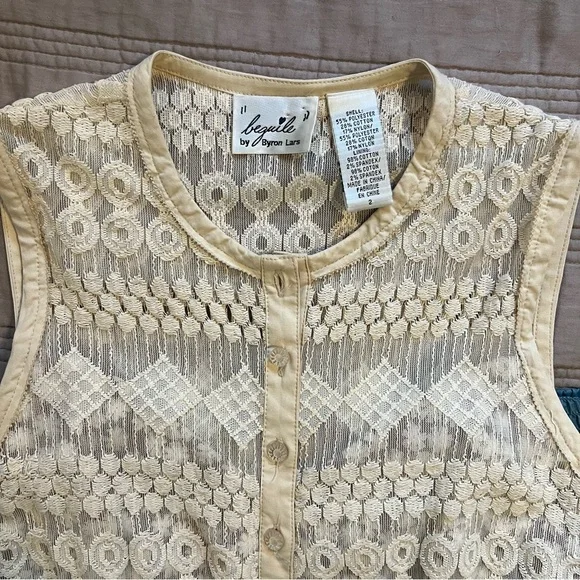 Byron Lars Cream Lace Fleur-De-Lys Sheath - Picture 4 of 7